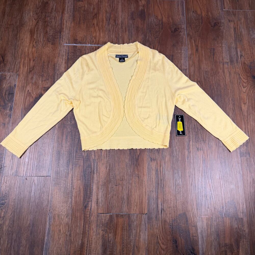 Jessica Howard MEDIUM yellow open front cardigan shrug sweater NWT 3/4 sleeve